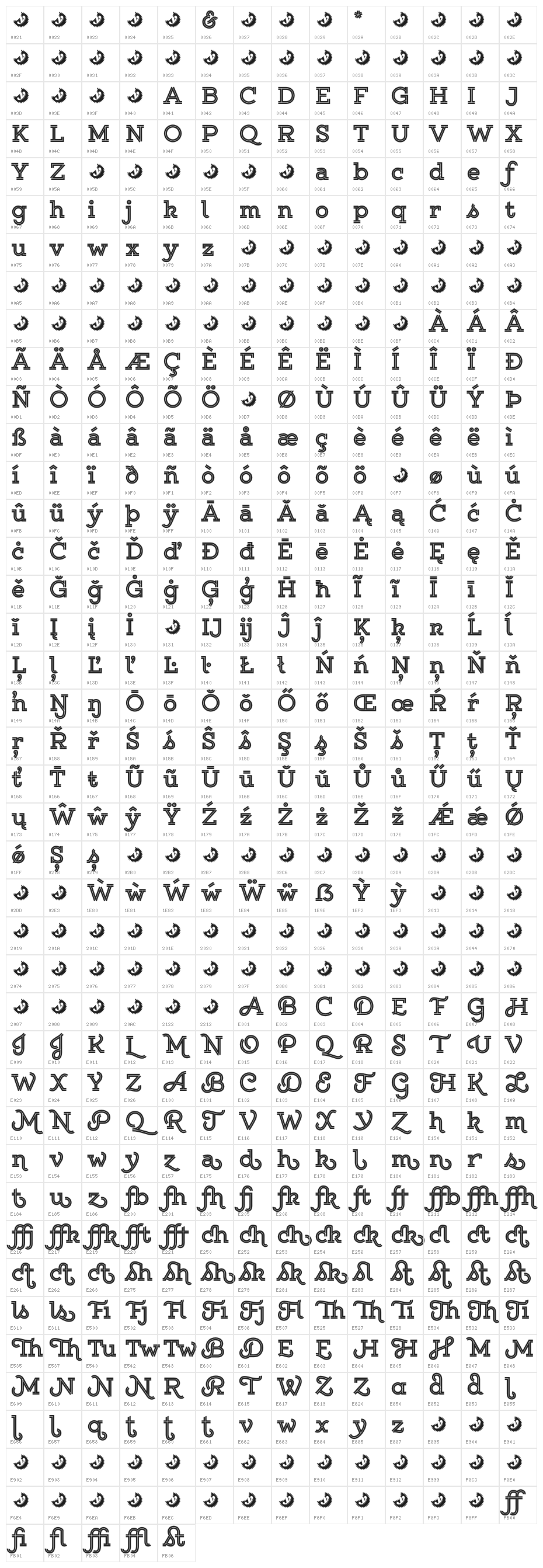 Gist Upright Extrabold Demo Character Map
