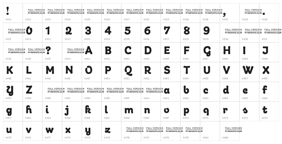 Giulia DEMO Bold Character Map