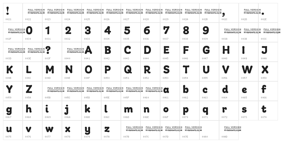 Giulia Plain DEMO Bold Character Map