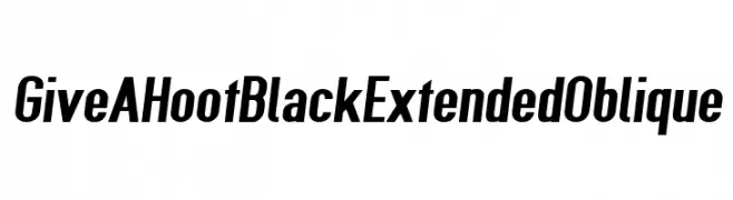 Give A Hoot Black Extended Oblique  नि: शुल्क फ़ॉन्ट्स डाउनलोड