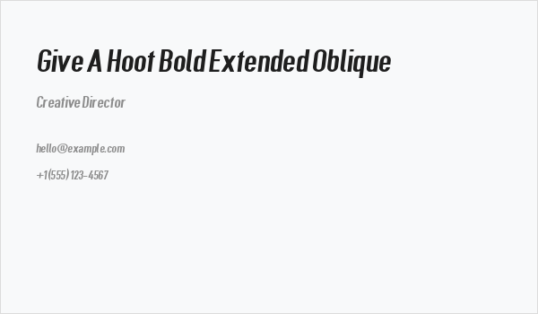 Give A Hoot Bold Extended Oblique Business Card