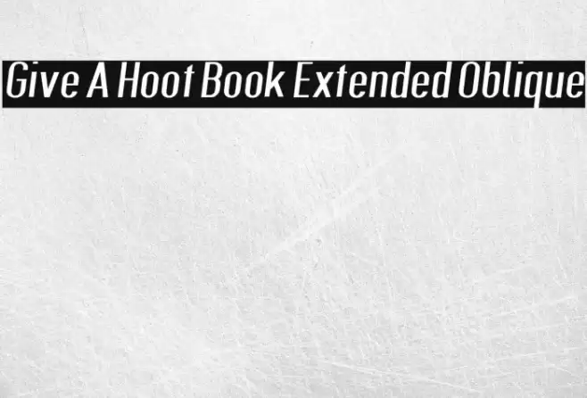Give A Hoot Book Extended Oblique Font examples