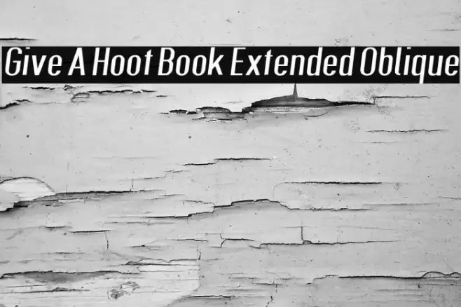 Give A Hoot Book Extended Oblique Font examples