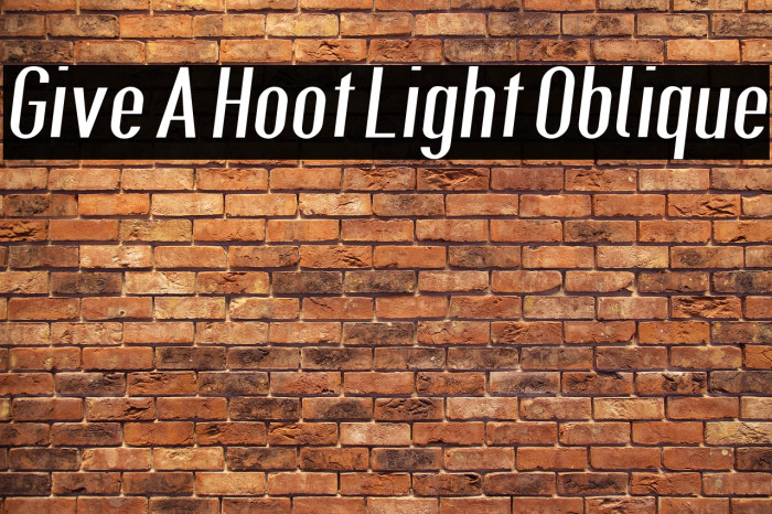 Give A Hoot Light Oblique Font examples