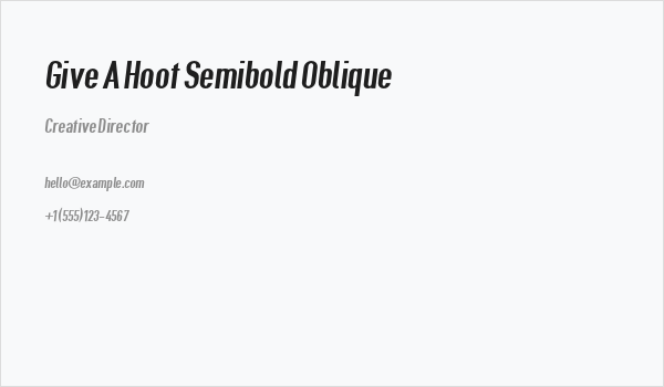 Give A Hoot Semibold Oblique Business Card