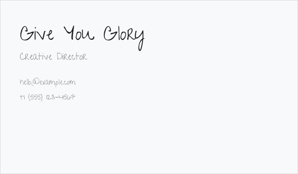 Give You Glory Business Card