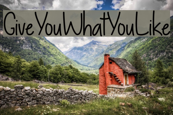 GiveYouWhatYouLike Font examples