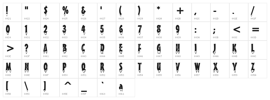 Givre Normal Character Map