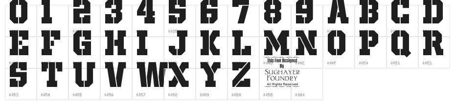 Giza Stencil CAPS Character Map