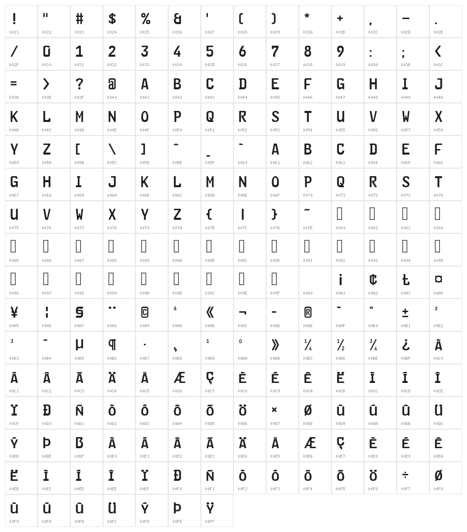 GL-Nummernschild-Mtl Character Map