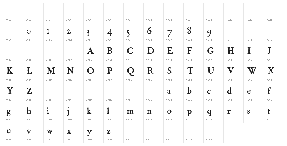 GL-Tsukiji-4go Regular Character Map