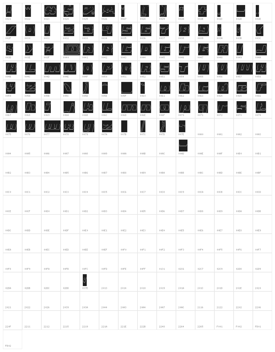 GLADIATOR SPORT-Hollow-Inverse Character Map