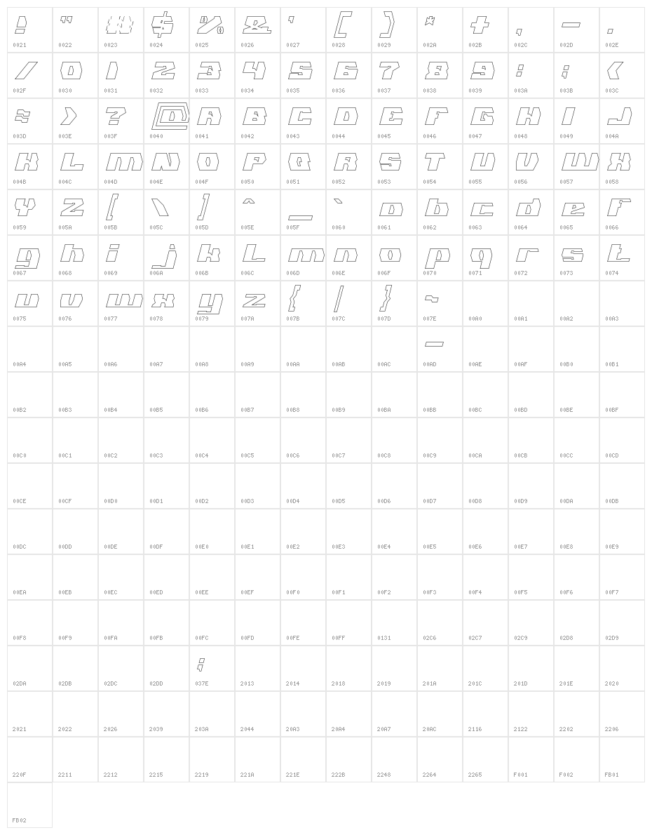 GLADIATOR SPORT-Hollow Character Map