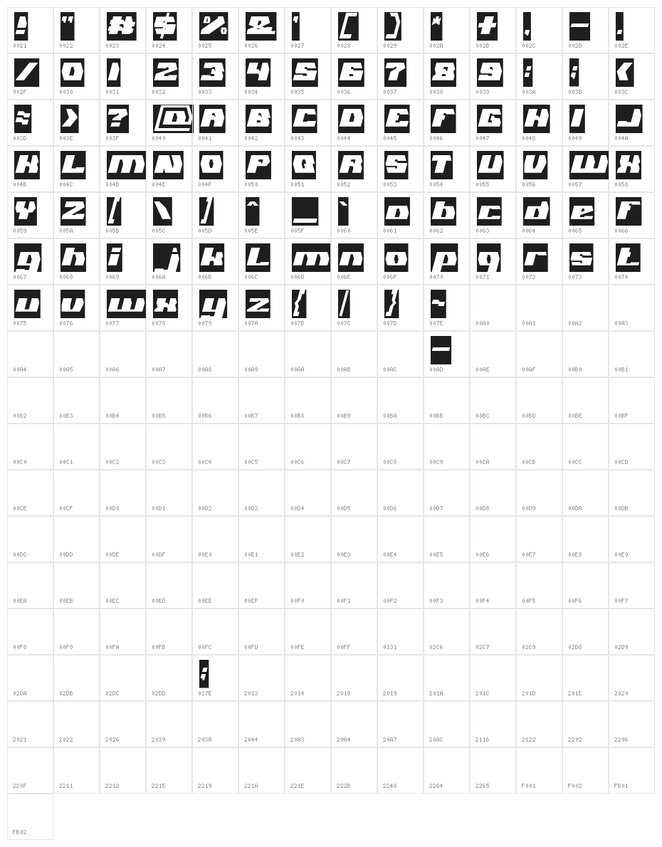 GLADIATOR SPORT-Inverse Character Map