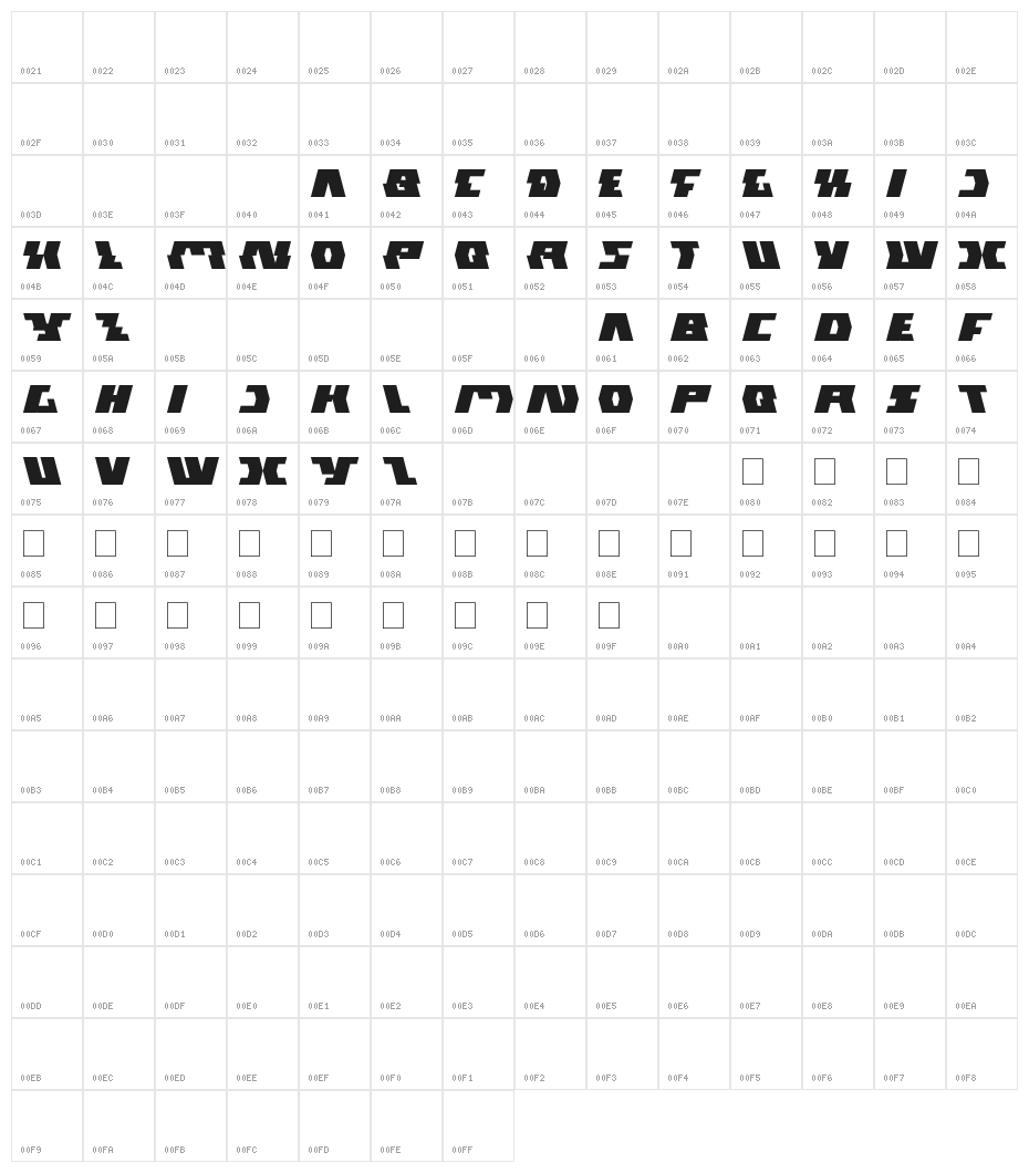 GLADIATOR sport Character Map