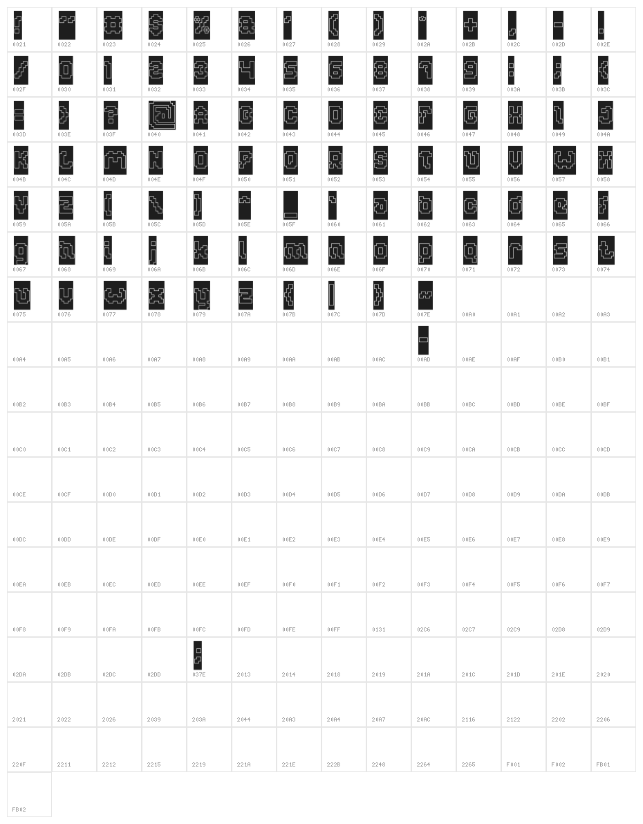 GLITCH-Hollow-Inverse Character Map