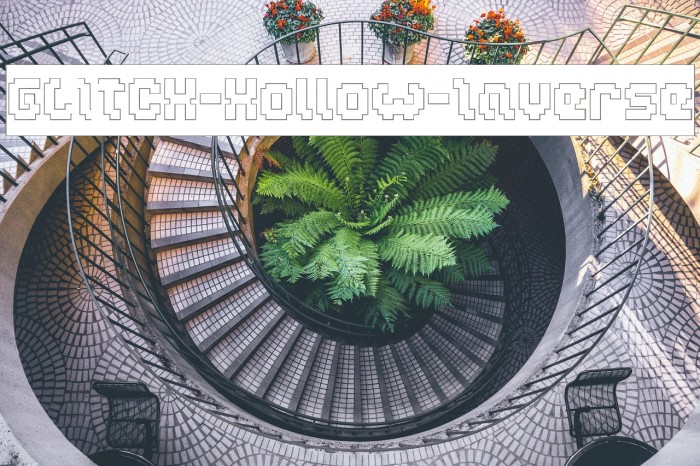 GLITCH-Hollow-Inverse Font examples