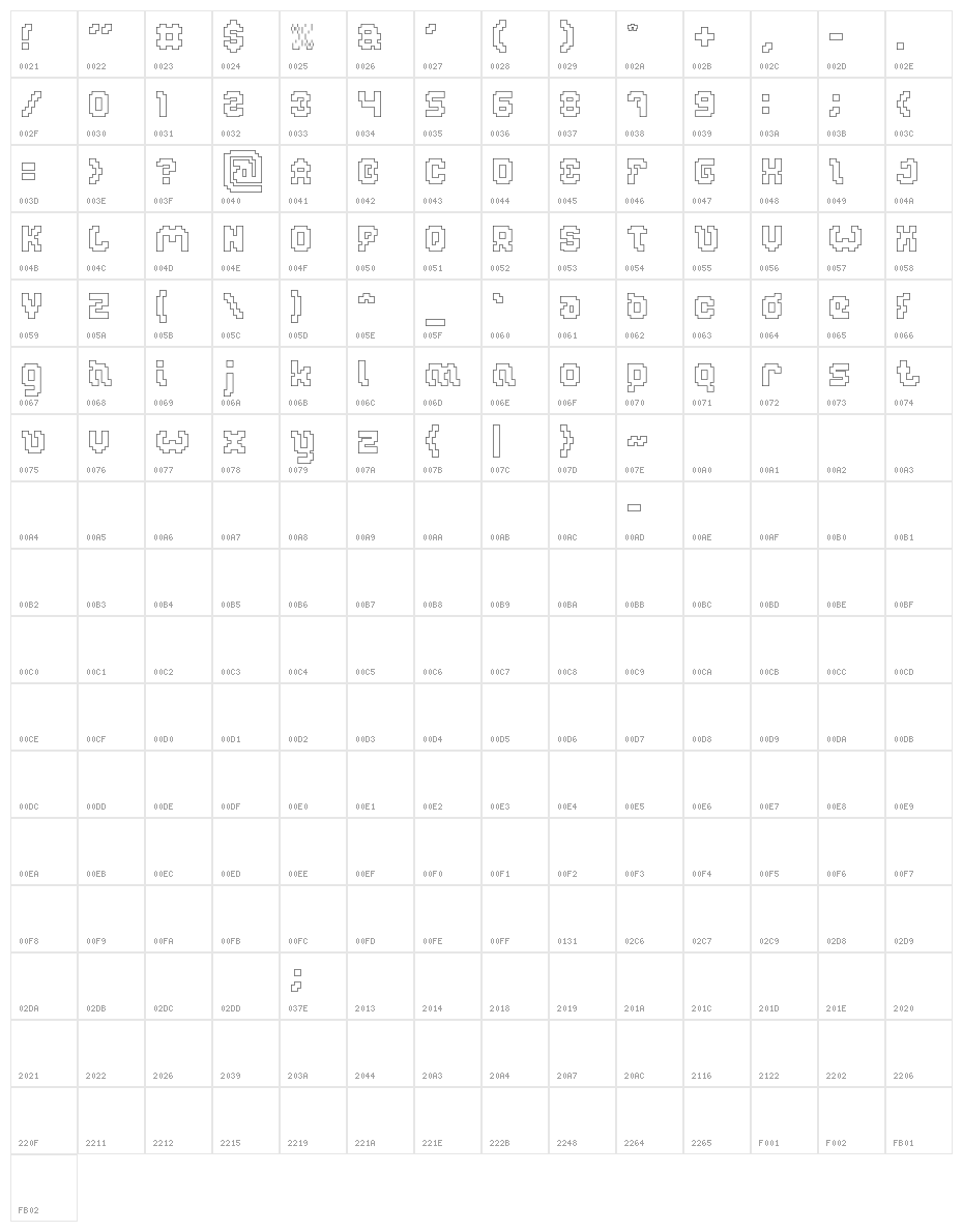 GLITCH-Hollow Character Map