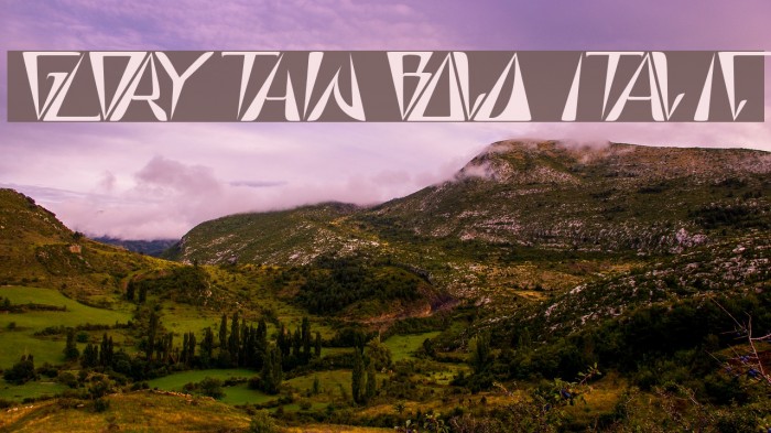 GlOrY ThIn BoLd iTaLiC Font examples