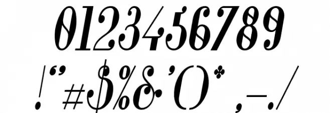 Glamor Bold Condensed Italic Font OTHER CHARS