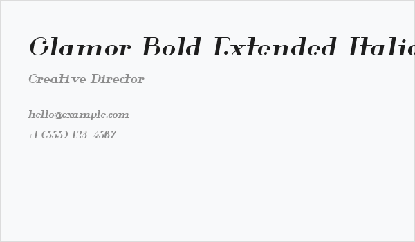 Glamor Bold Extended Italic Business Card