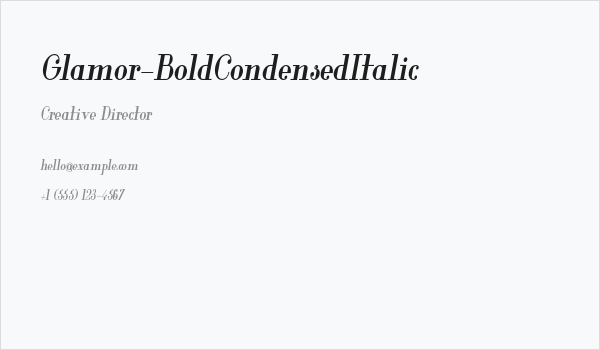 Glamor-BoldCondensedItalic Business Card