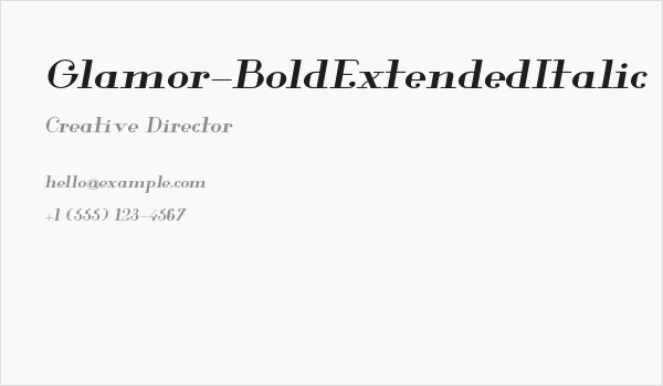Glamor-BoldExtendedItalic Business Card