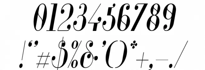 Glamor-CondensedItalic Font OTHER CHARS