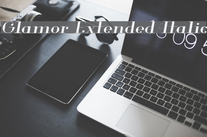 Glamor Extended Italic Font examples
