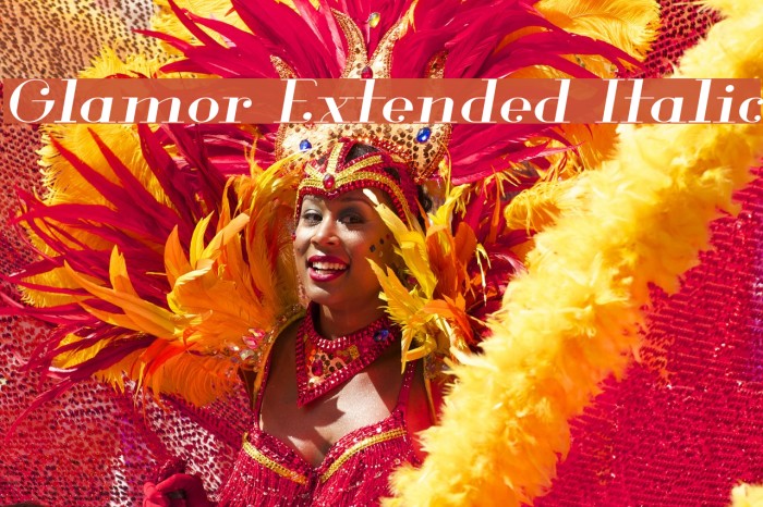 Glamor Extended Italic Font examples