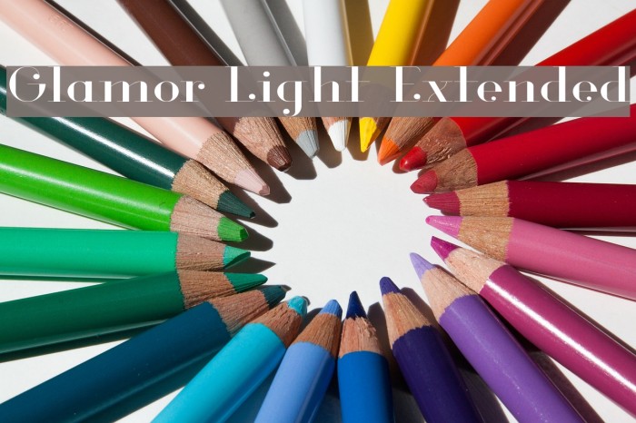 Glamor Light Extended Font examples