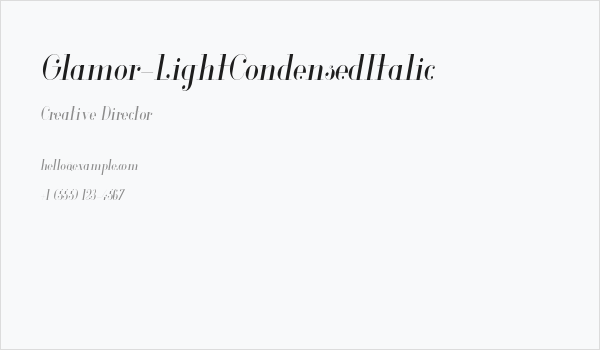 Glamor-LightCondensedItalic Business Card