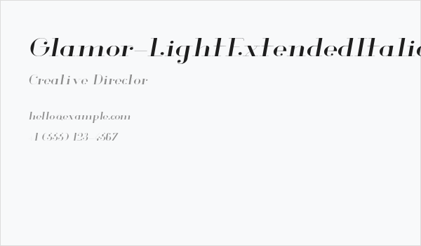 Glamor-LightExtendedItalic Business Card