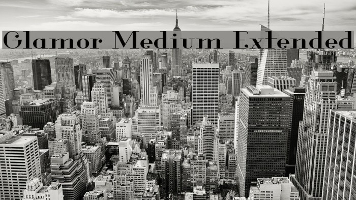 Glamor Medium Extended Font examples