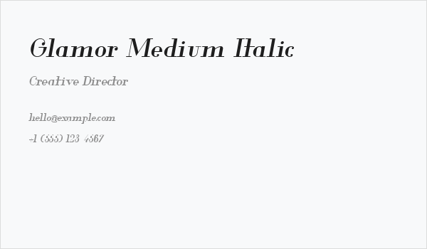 Glamor Medium Italic Business Card