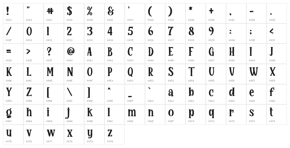 Glamy Sunrise Regular Character Map