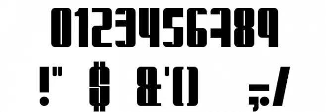 Glaring Font OTHER CHARS