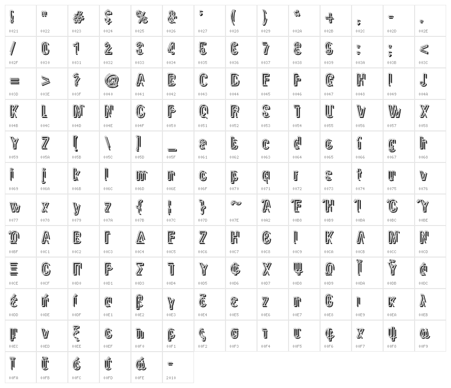 Glasnost Heavy Character Map