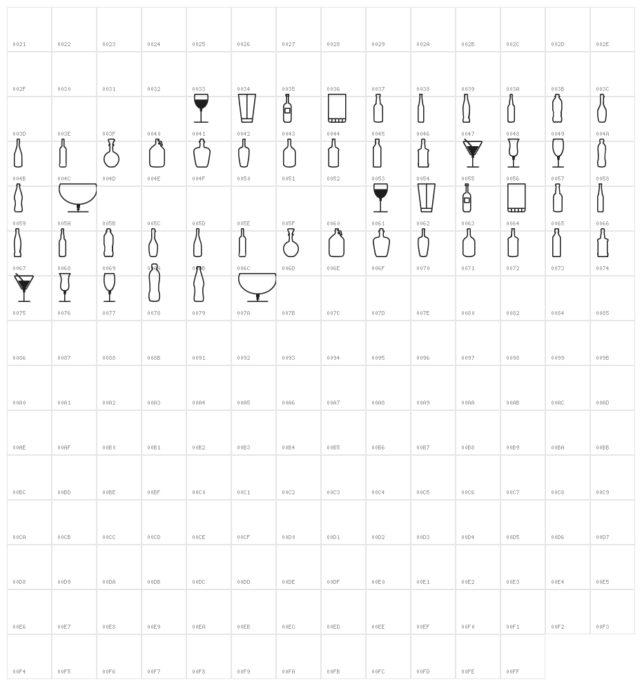 Glass and bottles St Character Map