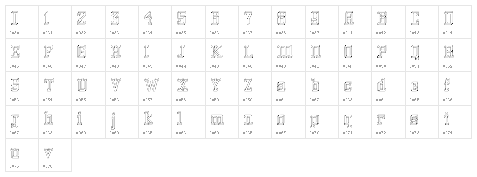 GlassBlocks Character Map