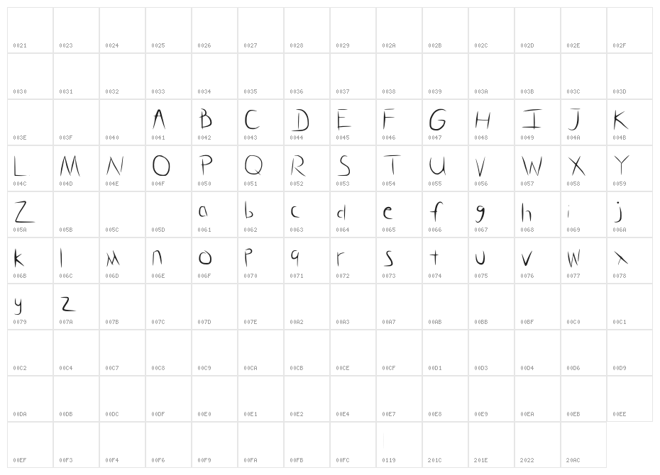 Glass_Hand Character Map