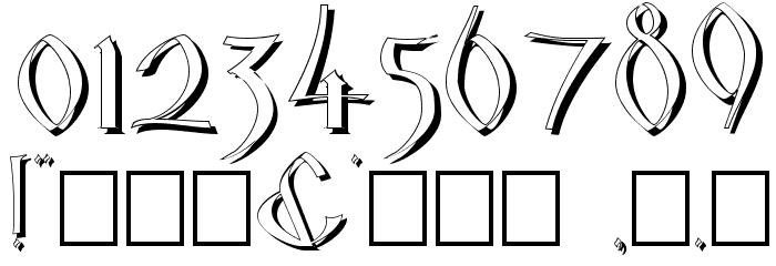 Glastonbury Wide Shadow Font OTHER CHARS