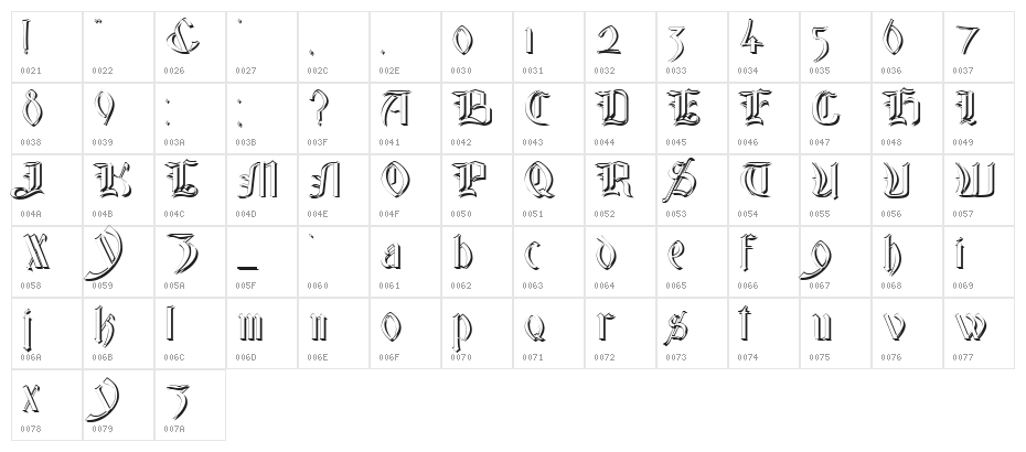Glastonbury Wide Shadow Character Map