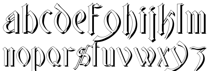 Glastonbury Wide Shadow Font LOWERCASE