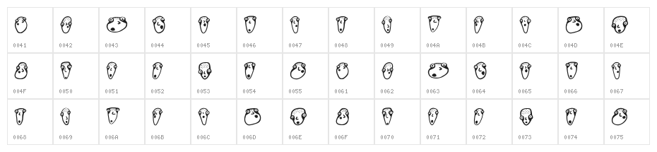 Glatze Regular Character Map