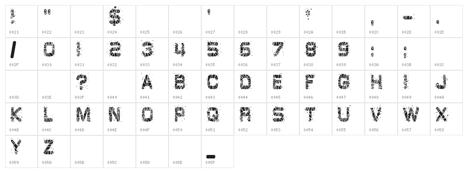 Glaz Krak solid Character Map