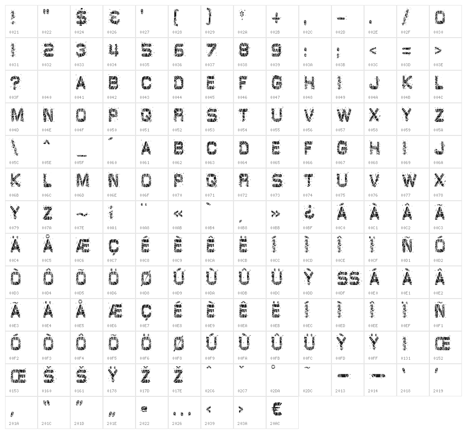 GlazKrak-Regular Character Map