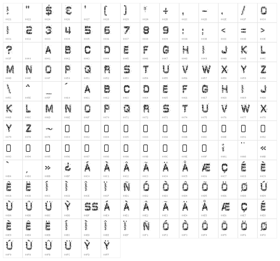 GlazKrak-Regular Character Map