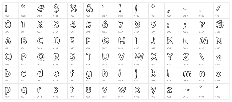 Glimstick Character Map
