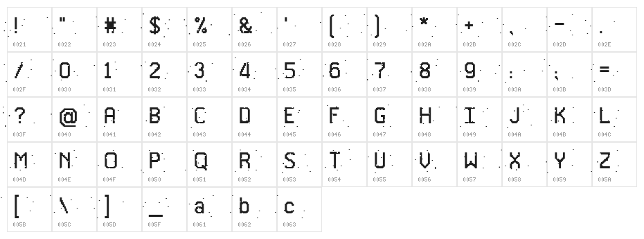 Glitch1 Character Map